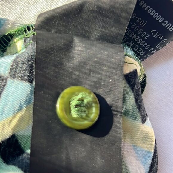 Zara Print Short Dress Long Sleeves Green Yellow V Neck Button Down XS N… - Picture 10 of 11